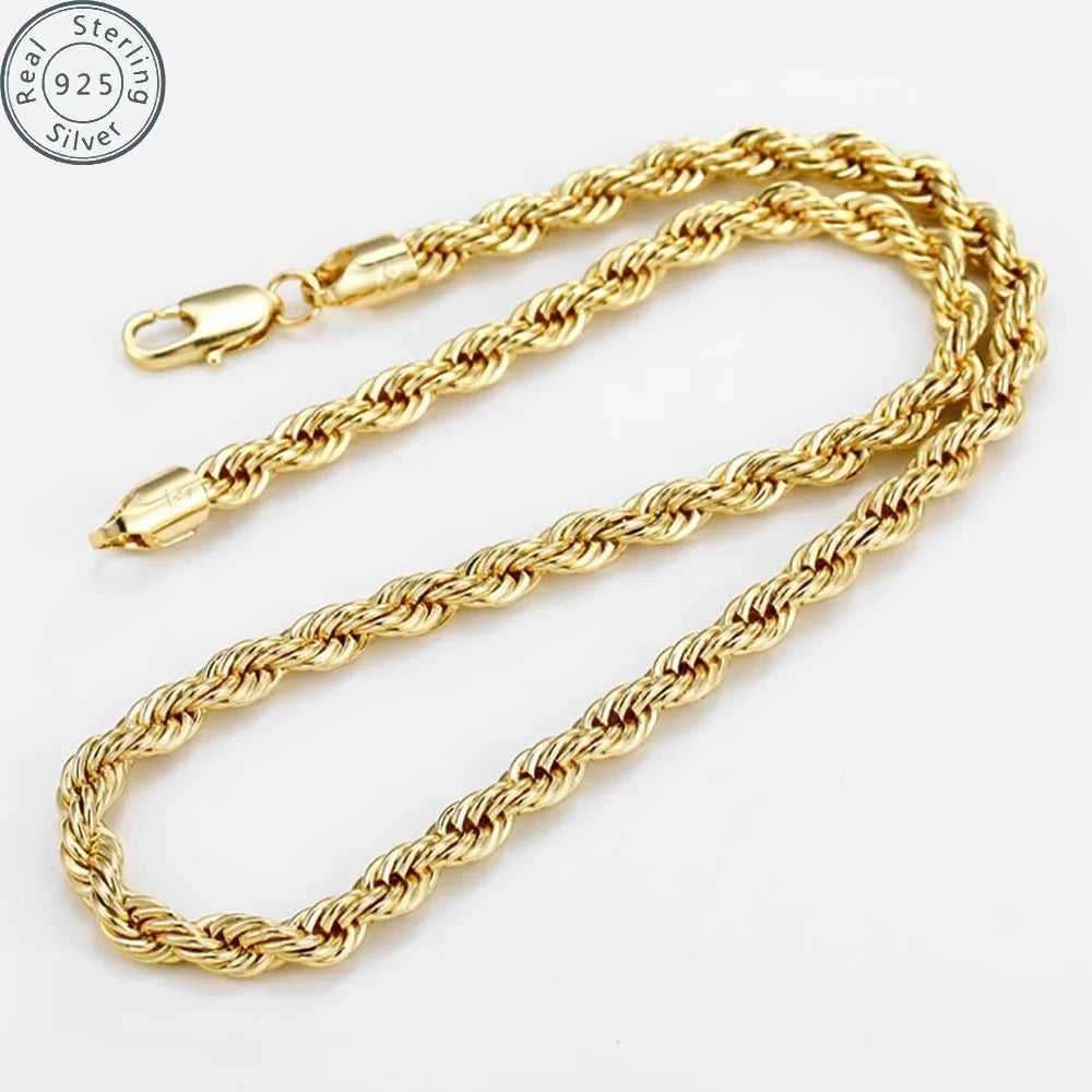 2.8mm Gold Rope Chain for Men & Women 24k Real Gold Plated Diamond Cut Gold Necklace 18to 34Inch