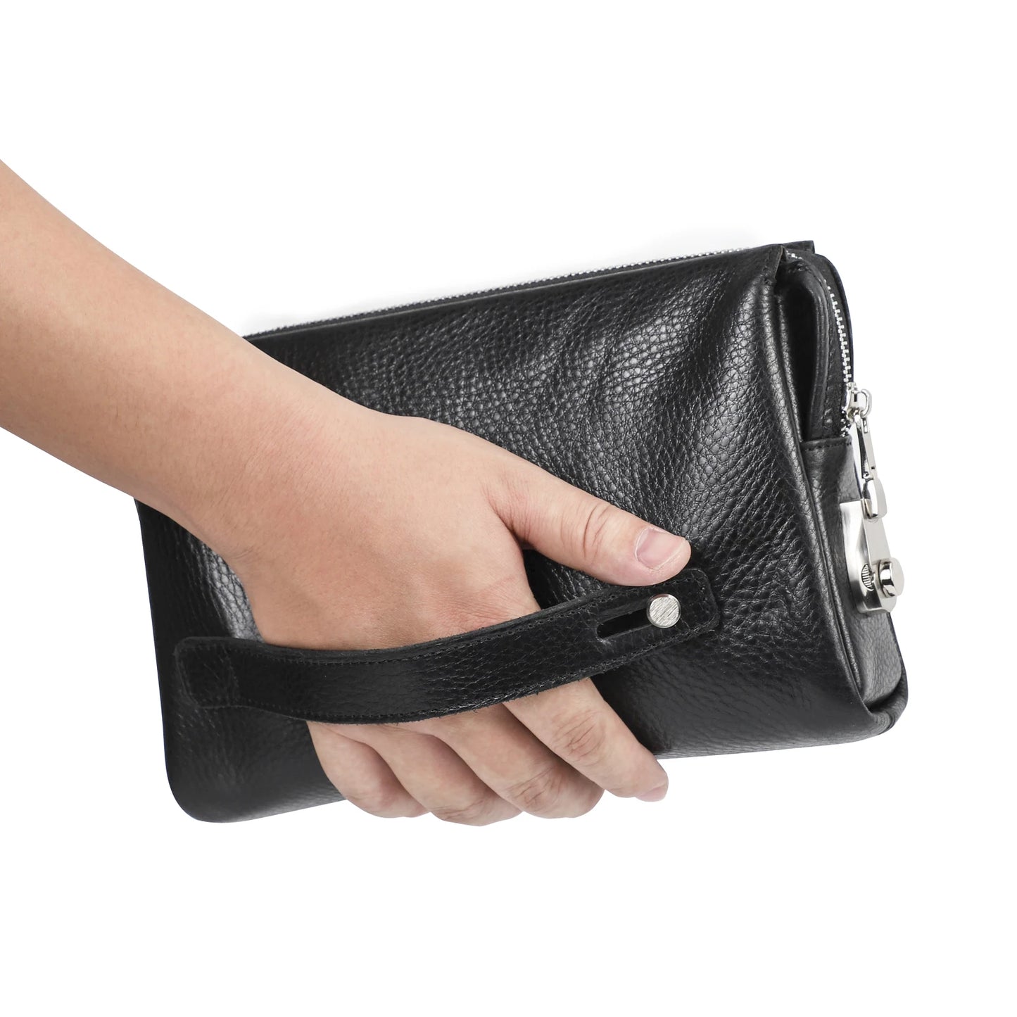 CONTACT'S Genuine Leather Male Clutch Password Design Men Handbag Wristlet Large Capacity Clutch Purse Casual Wallet Bag