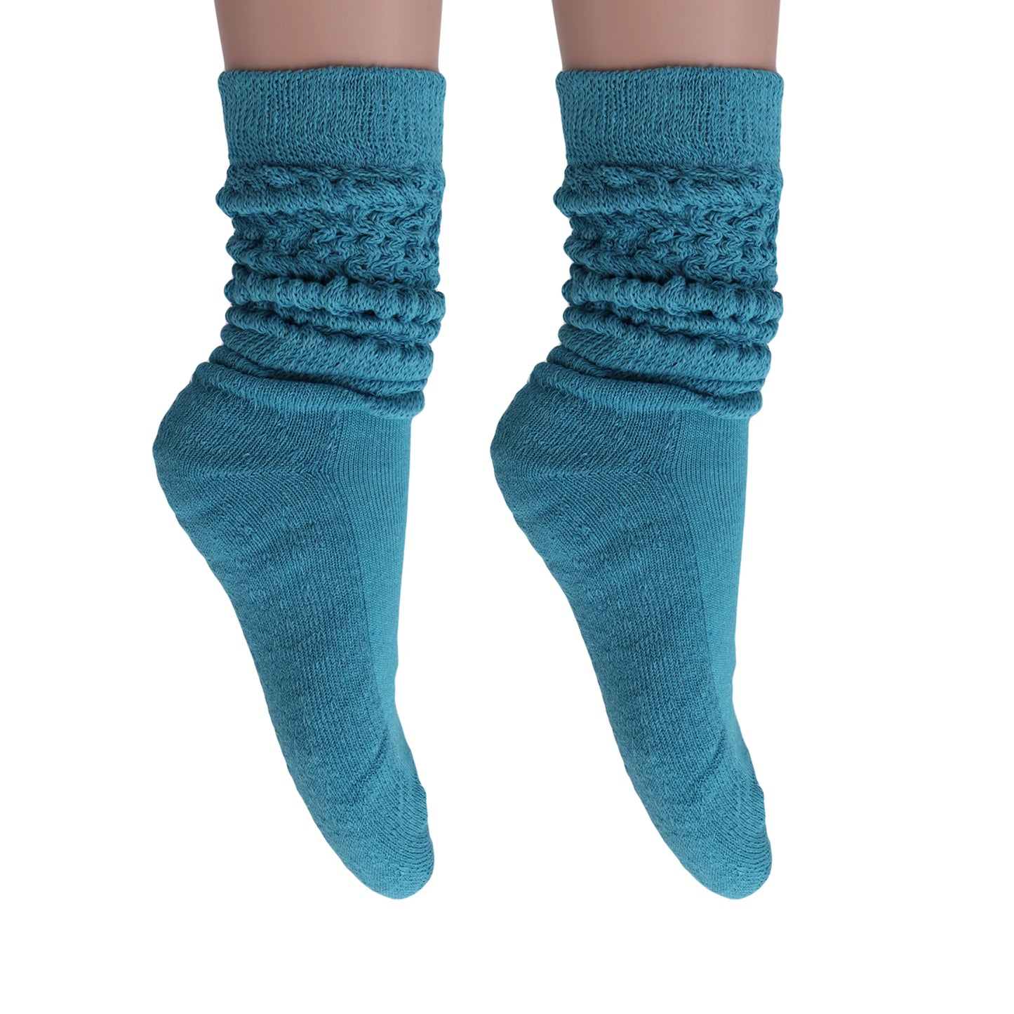 Women's Extra Long Slouch Scrunch Socks Knee High, Cotton Blend, Pack of 2, Fits Shoe Sizes 5-10