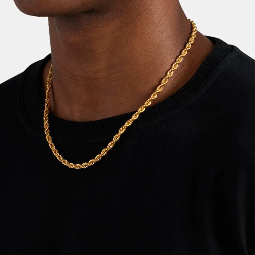 2.8mm Gold Rope Chain for Men & Women 24k Real Gold Plated Diamond Cut Gold Necklace 18to 34Inch