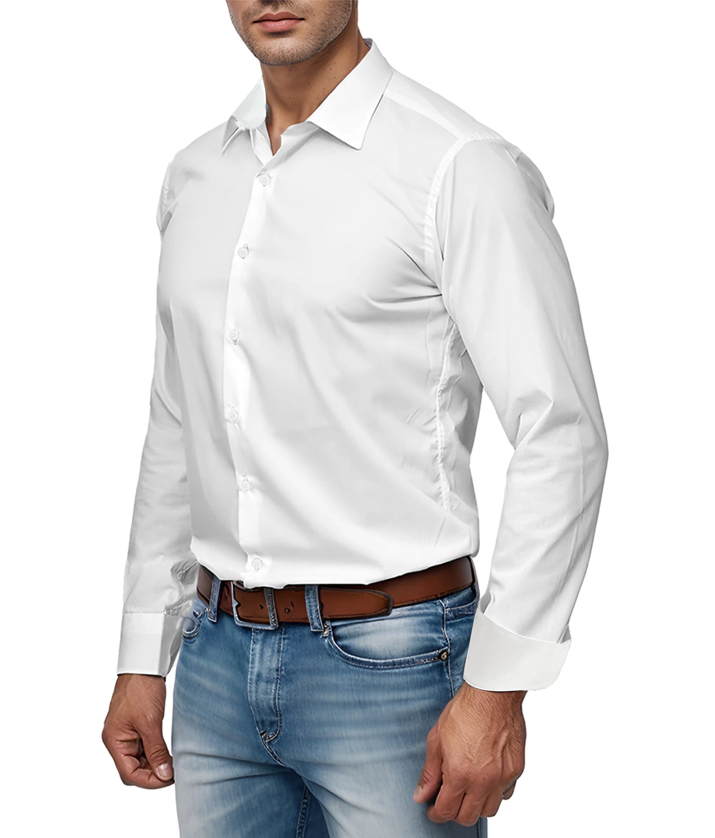 Men's Color-Block Slim Fit Business Shirt