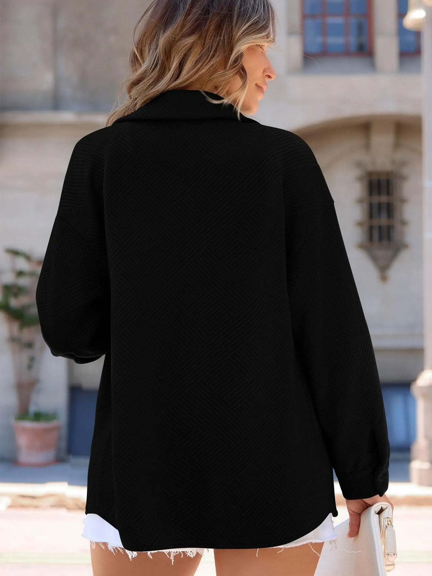 Women's Jacket with Pockets Casual Fall East Season Long Sleeve Flannel Shirt Button Collar Coat