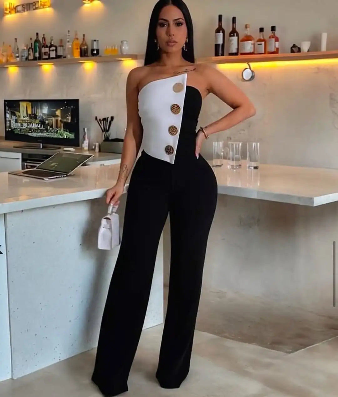 Women's Slim Fit Denim Jumpsuit - Long Sleeve Sexy Button Front with Pockets, Casual Streetwear Outfit