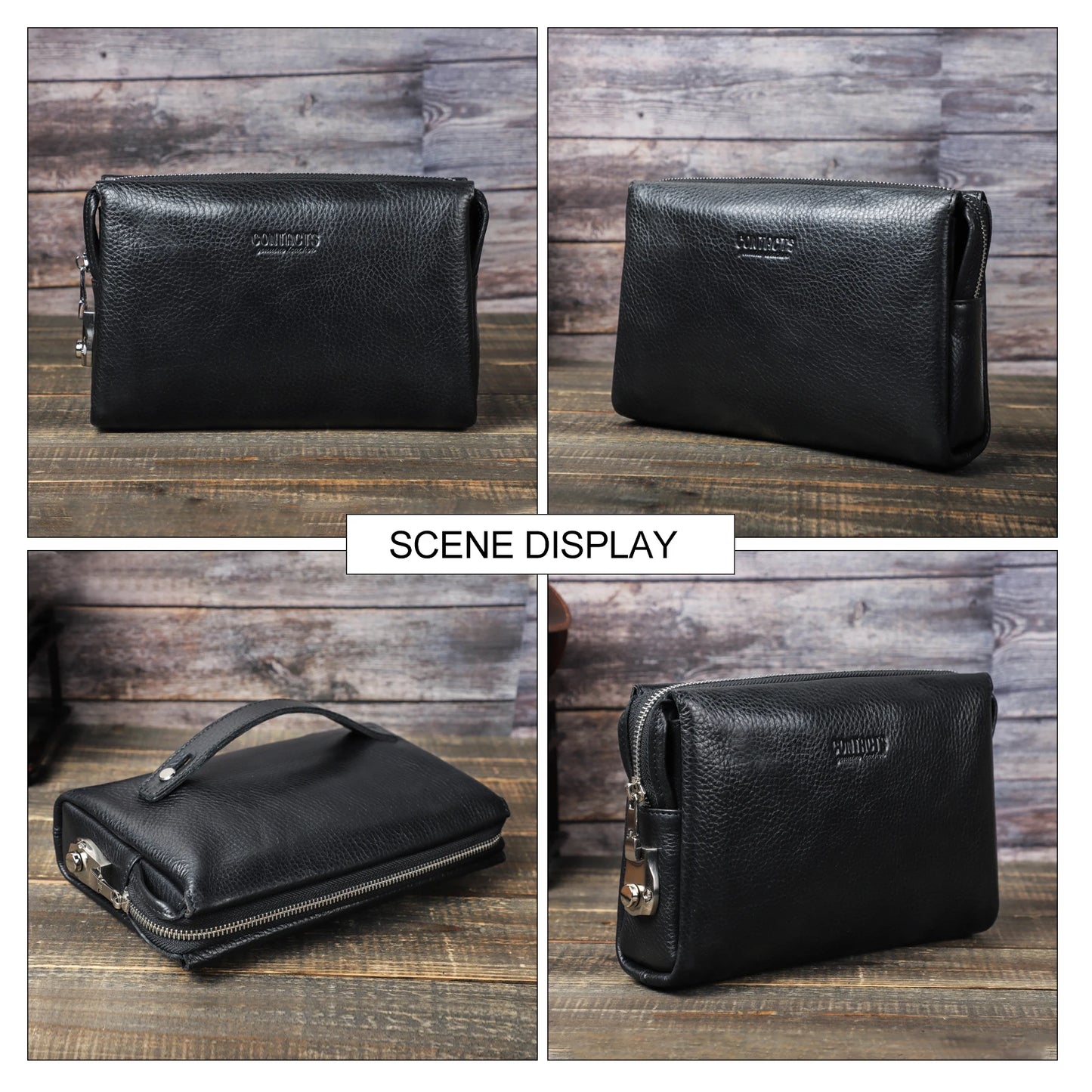 CONTACT'S Genuine Leather Male Clutch Password Design Men Handbag Wristlet Large Capacity Clutch Purse Casual Wallet Bag