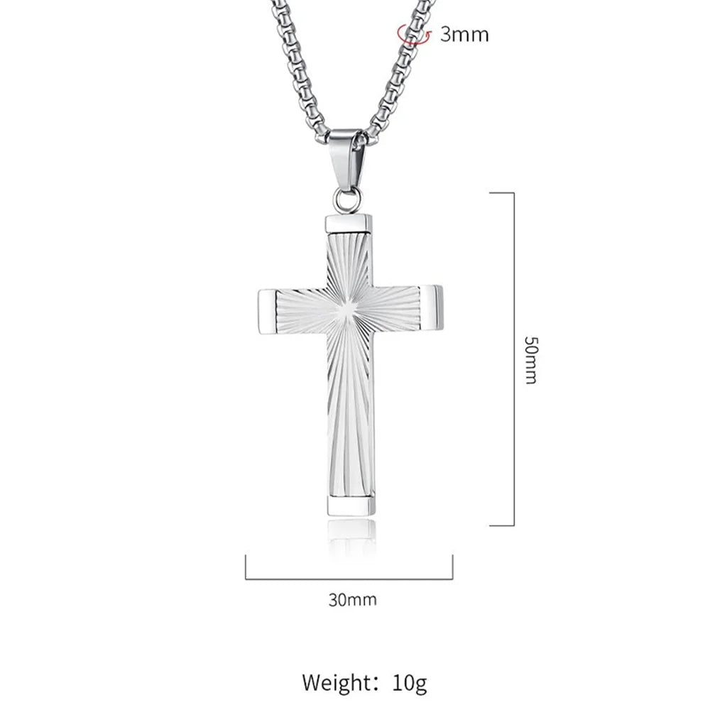 18K Gold Plated 925 sterling silver Cross Necklace Men Women Hip Hop Rays Pattern Cross Pendant Jewelry