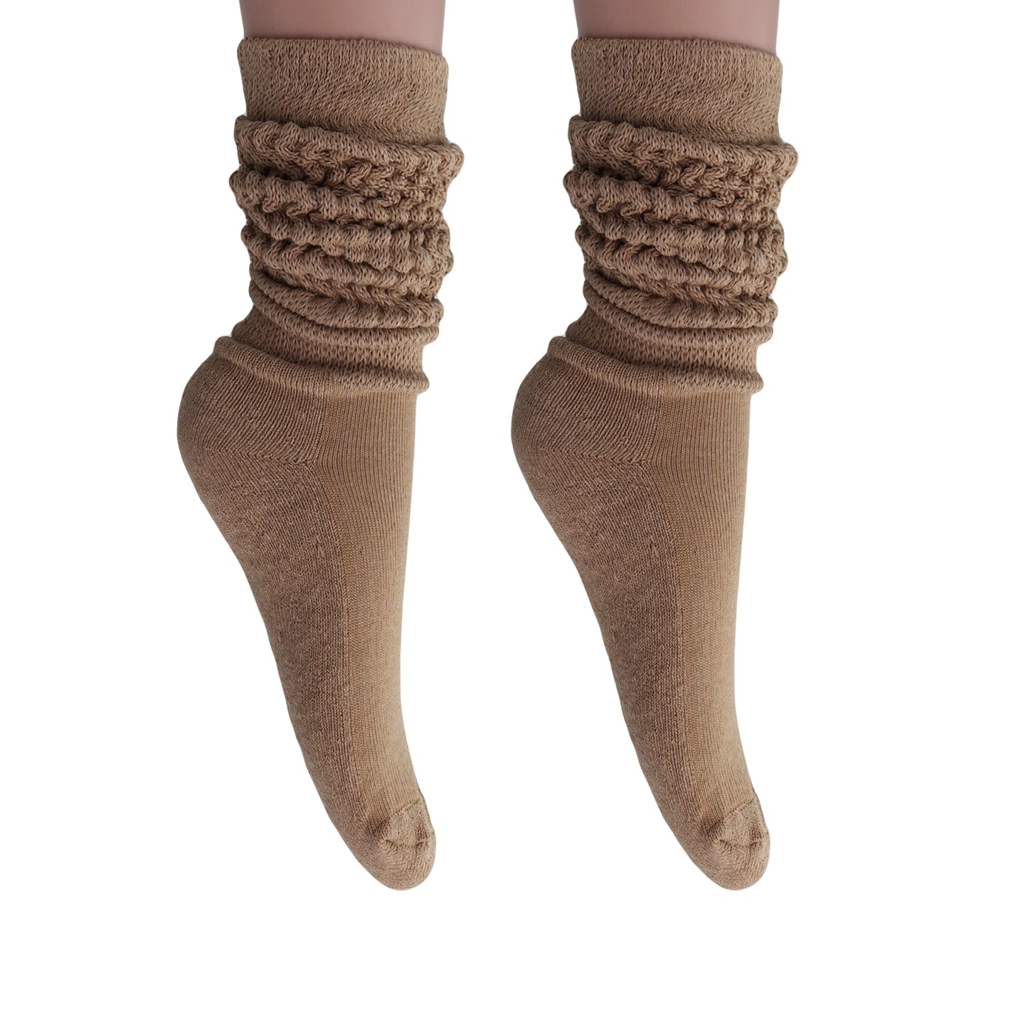 Women's Extra Long Slouch Scrunch Socks Knee High, Cotton Blend, Pack of 2, Fits Shoe Sizes 5-10
