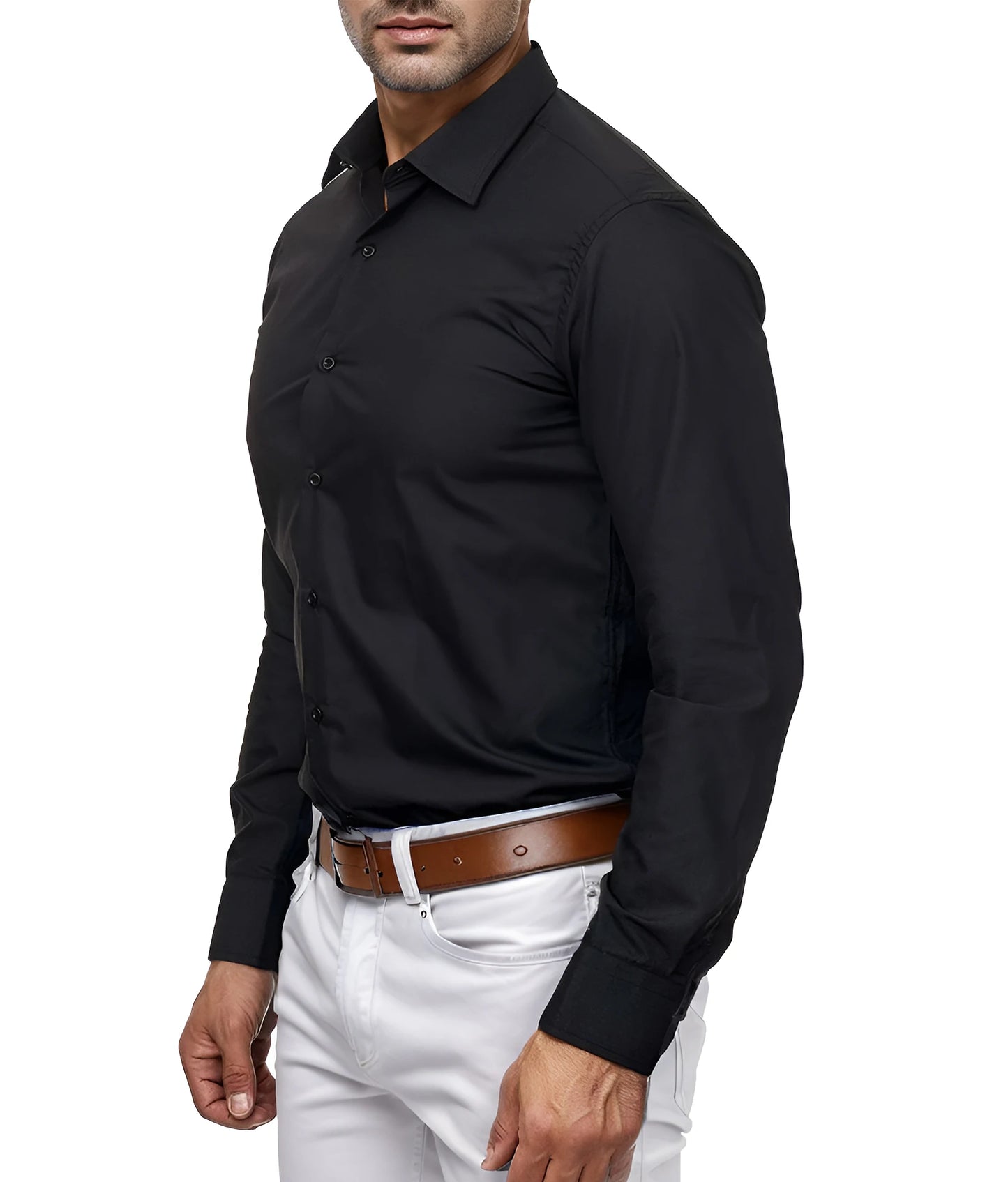 Men's Color-Block Slim Fit Business Shirt