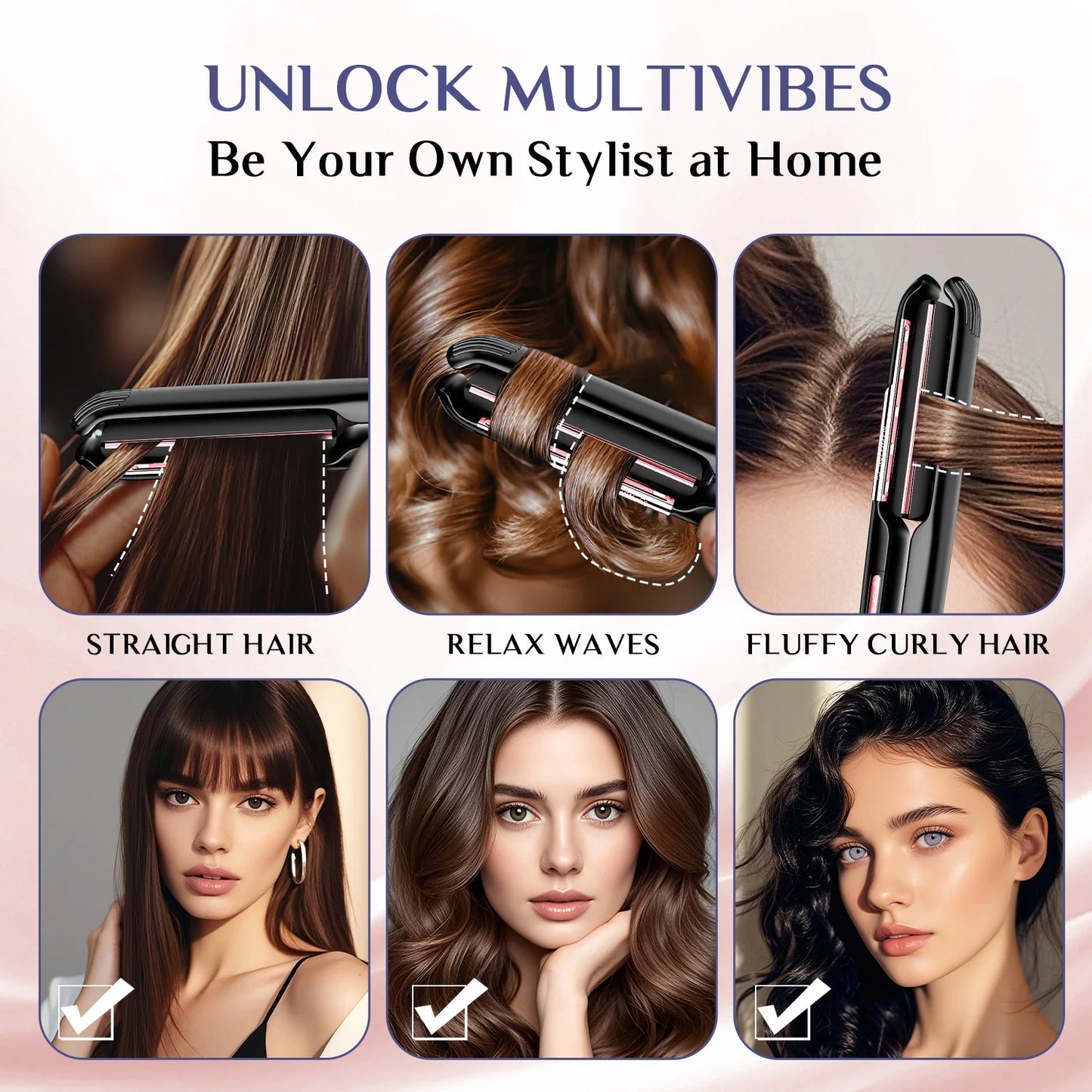 RUCHA Hair Straightener Air Suspended Plasma Ceramic Flat Iron Floating Plates 2in 1 Straights And Curler for All Hair Types