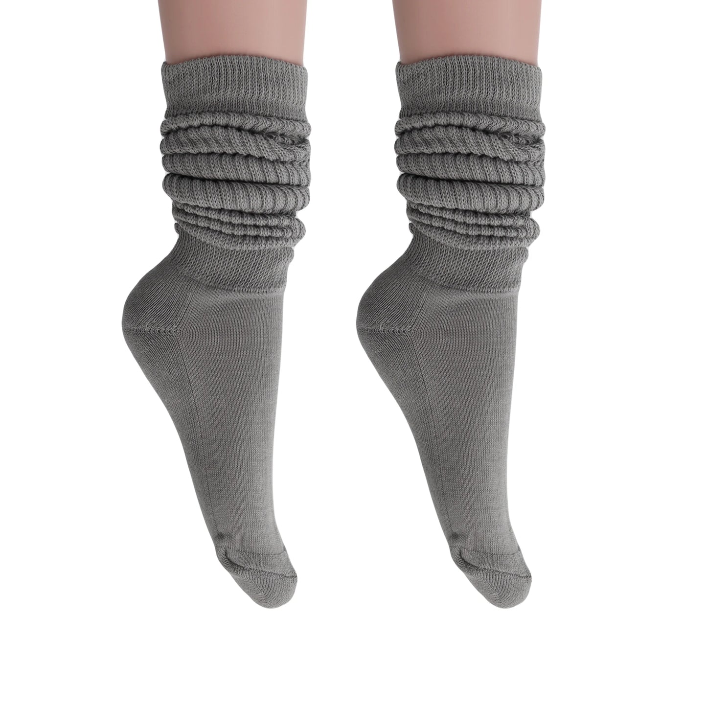 Women's Extra Long Slouch Scrunch Socks Knee High, Cotton Blend, Pack of 2, Fits Shoe Sizes 5-10