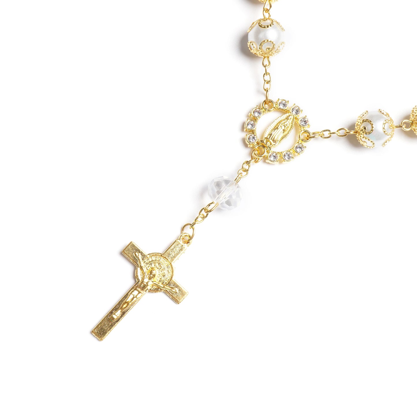 12 Pcs Pearl Bracelets Rosary for Girls Boys with Our Lady of Guadalupe Catholic Baptism Communion Christening