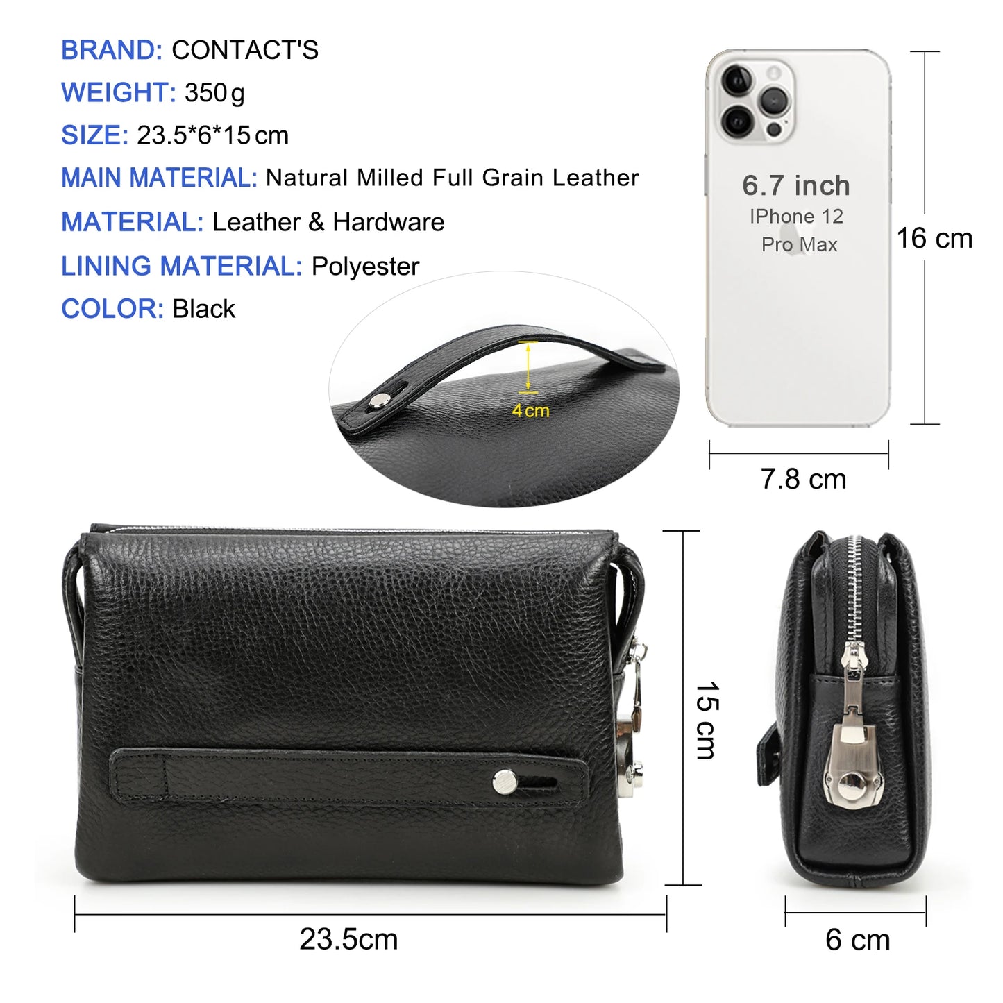 CONTACT'S Genuine Leather Male Clutch Password Design Men Handbag Wristlet Large Capacity Clutch Purse Casual Wallet Bag