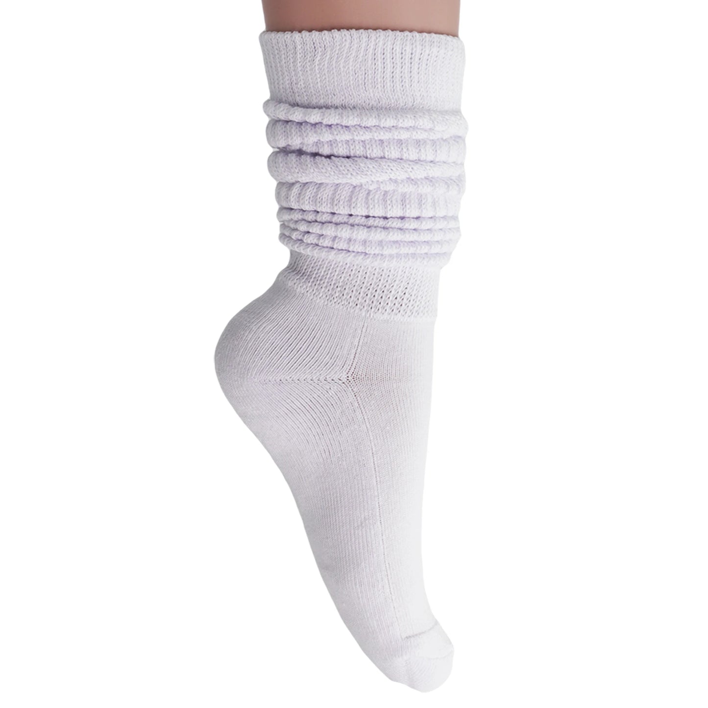 Women's Extra Long Slouch Scrunch Socks Knee High, Cotton Blend, Pack of 2, Fits Shoe Sizes 5-10