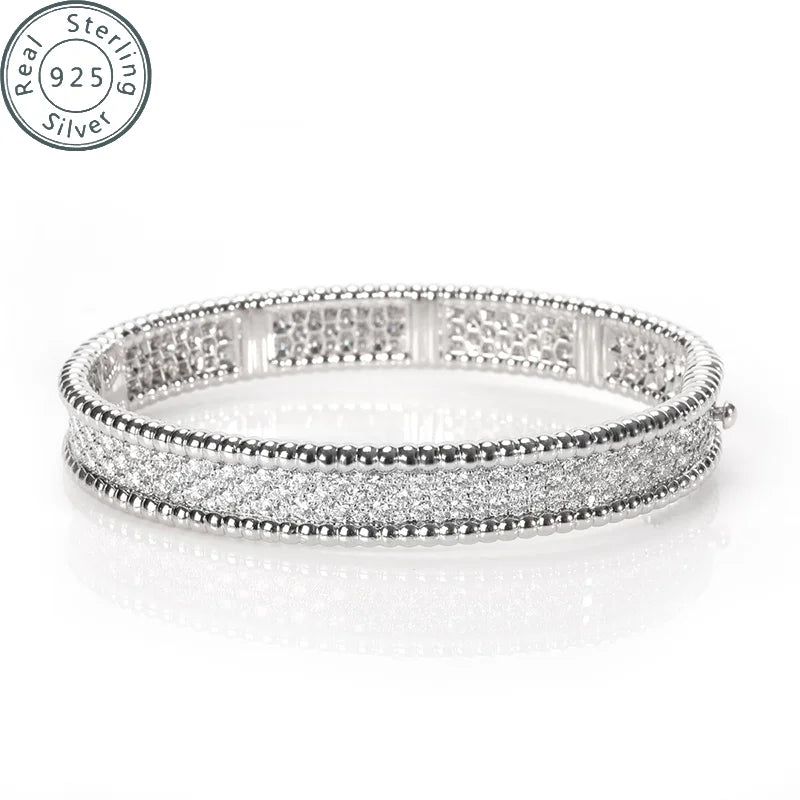 925 sterling silver Cubic Zirconia Bangle Tennis Bracelets | Classic Love Cuff Bangle Bracelets