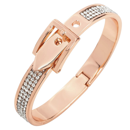 YACQ Belt Bracelet Bangle Fashion Jewelry Gift for Women Her Wife Silver Rose Gold Color Crystal FT05 Dropshipping Adjustable