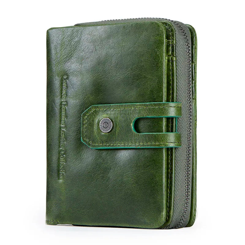 Contact'S Genuine Leather Short Wallet Women Fashion Small Coin Purse Zipper Hasp Card Holder Wallets for Women Portfel Damski