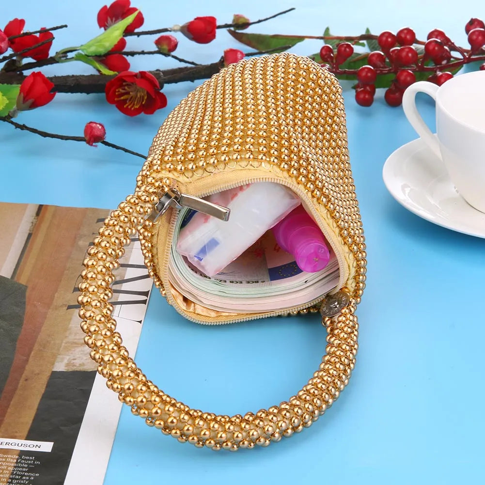 Fashion Women Evening Handbags with Zipper Metal Evening Pouch Irregular Shape Clutch Purse for Bridal Wedding Party