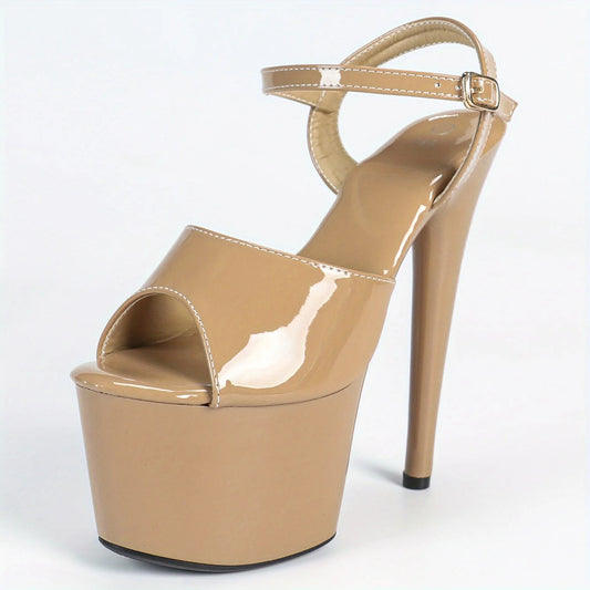 【Send from US Inc Taxs】Shoes Heels 17CM Thin Heel Waterproof Table Sandals Female Transparent Crystal Shoes Party Shoes