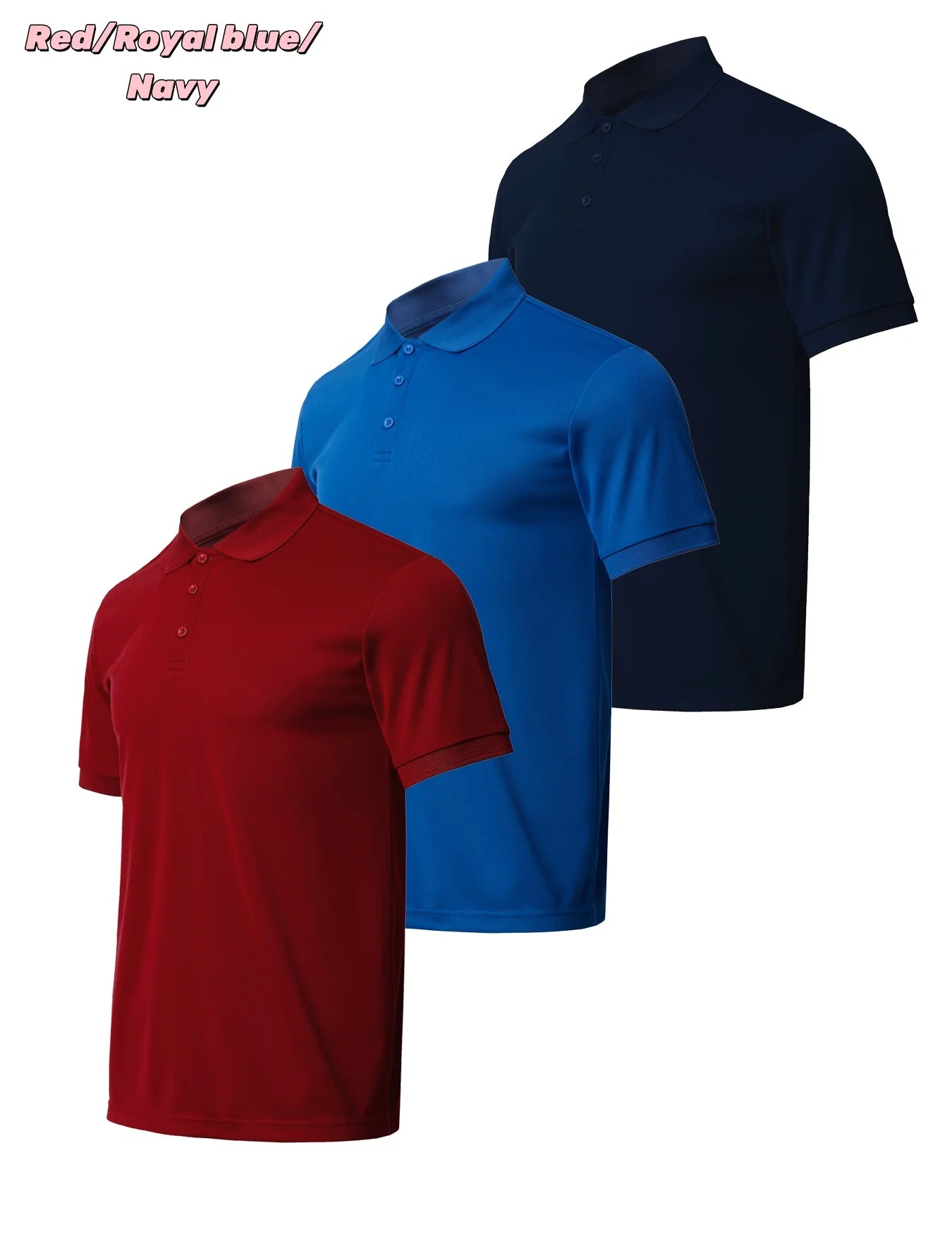 3-piece men's quick drying short sleeved casual sports golf shirt moisture wicking casual fitness top