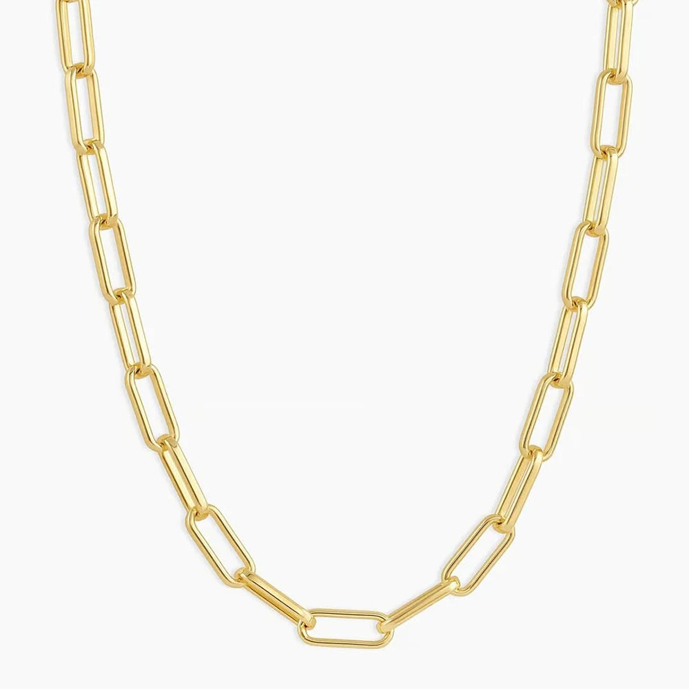 18k Silver or Gold Plated Parker Necklace for Women Adjustable Paperclip Link Chain with Chunky Clasp fine Jewelry Birthday Gift