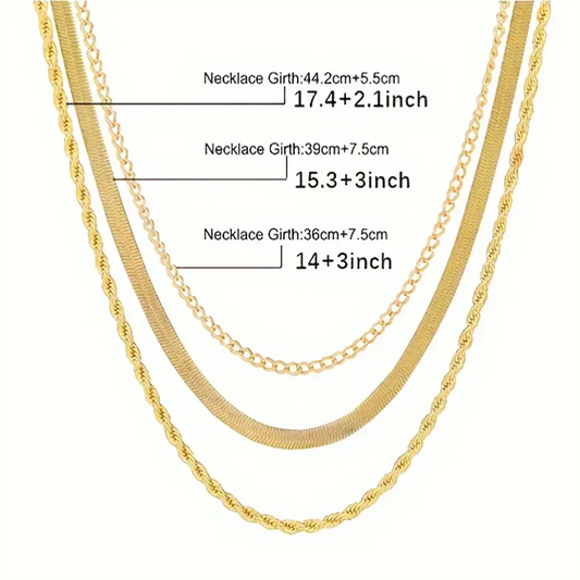 14k Gold Plated Chain Layered Necklace Separated Set for Women Statement Golden Metalic Waterproof Collar Necklace Jewelry Gift