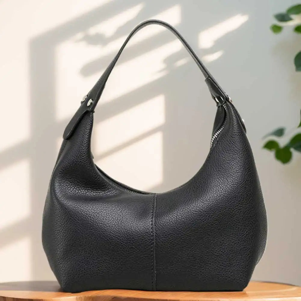 Women Simple Shoulder Purse PU Leather Soft Hobo Bags Solid Color Casual Armpit Handbag Girls Outdoor Daily Bag