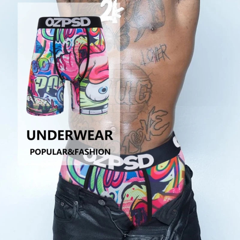 5Pcs Sexy Summer Men Boxer Underwear Breathable Printed Men's Panties Underpants Male Plus Size Man Boxer Briefs Man Boxershorts