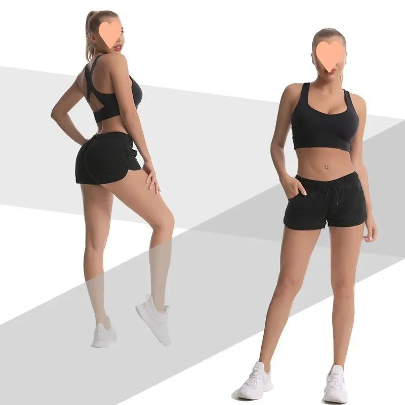 Summer Women Marathon Running Shorts Training Fitness Run YOGA Sports For Gym Size