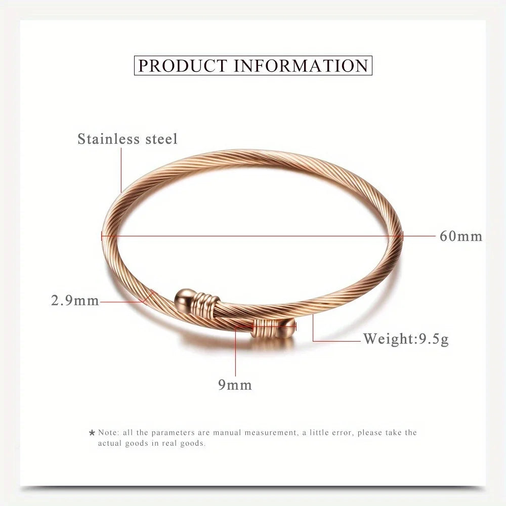 1pc Fashion Bracelet, Twisted Wire Design, Stainless Steel Material, Silvery And Golden Colors, Ideal Choice For Gift And Daily