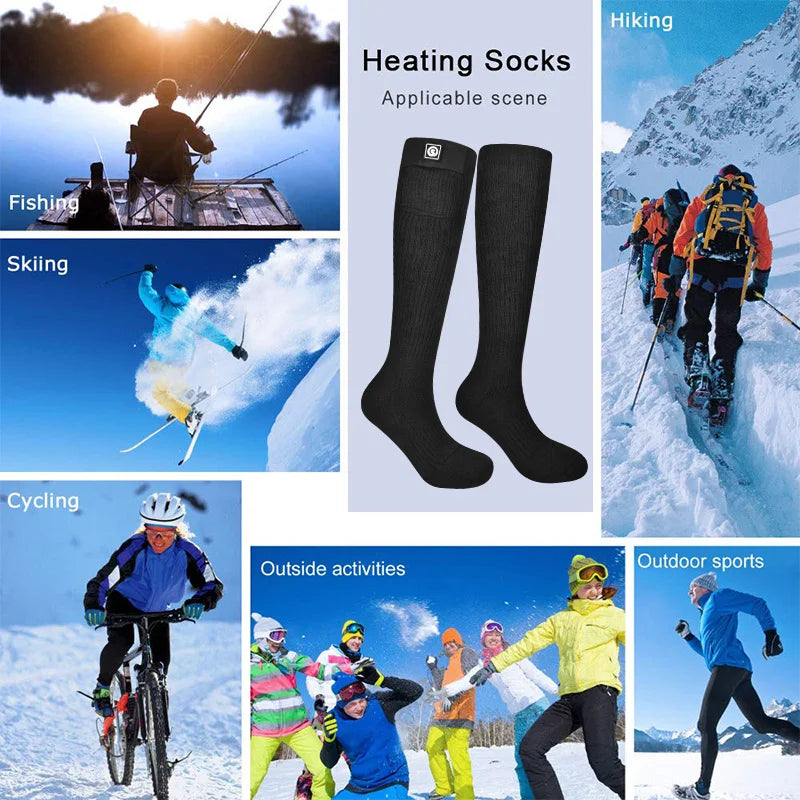 SAVIOR HEAT Rechargeable Heated Socks For Men and Women Electric Heated Socks Warm Foot Thermal Stocking with Battery Winter Ski