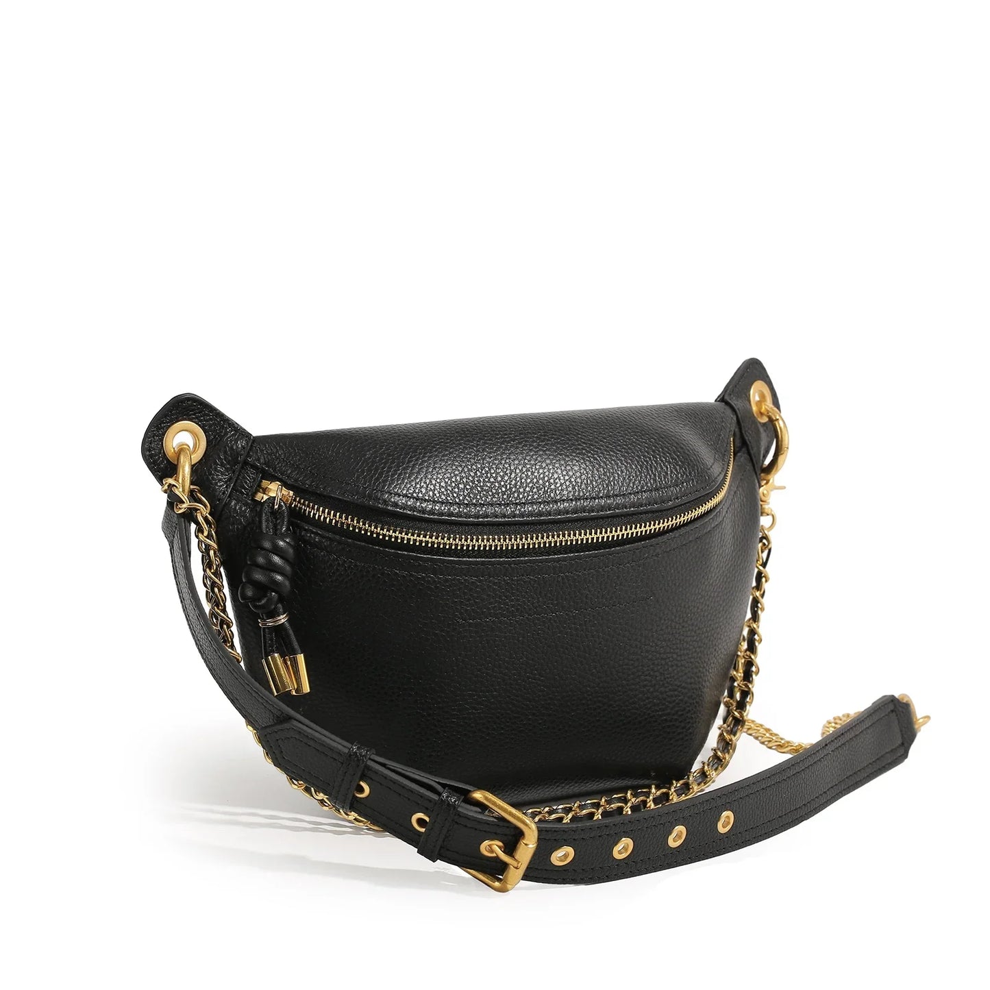 ITAMOOD Women Waist Bag for Phone Storage Fashion Luxury Designer Leather Crossbody Holiday Bag For Sports With Chain Strap