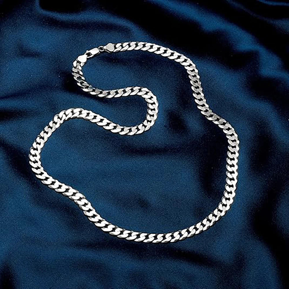 7mm Men's Cuban Link Chain 925 Sterling Silver Necklace Curb Cuban Link Chain Chokers for Women Hip Hop Jewelry Ships from USA