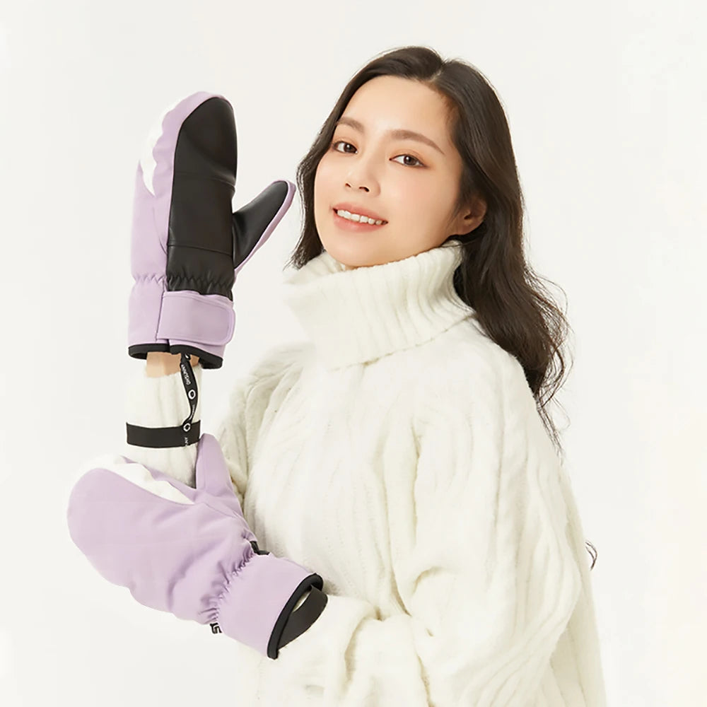 【New】US Stock OhSunny Warm Knitted Beanies Winter Hats Cycling Gloves Ski Mitten Bonnet Cashmere Cap for Women Girls Hat Glove