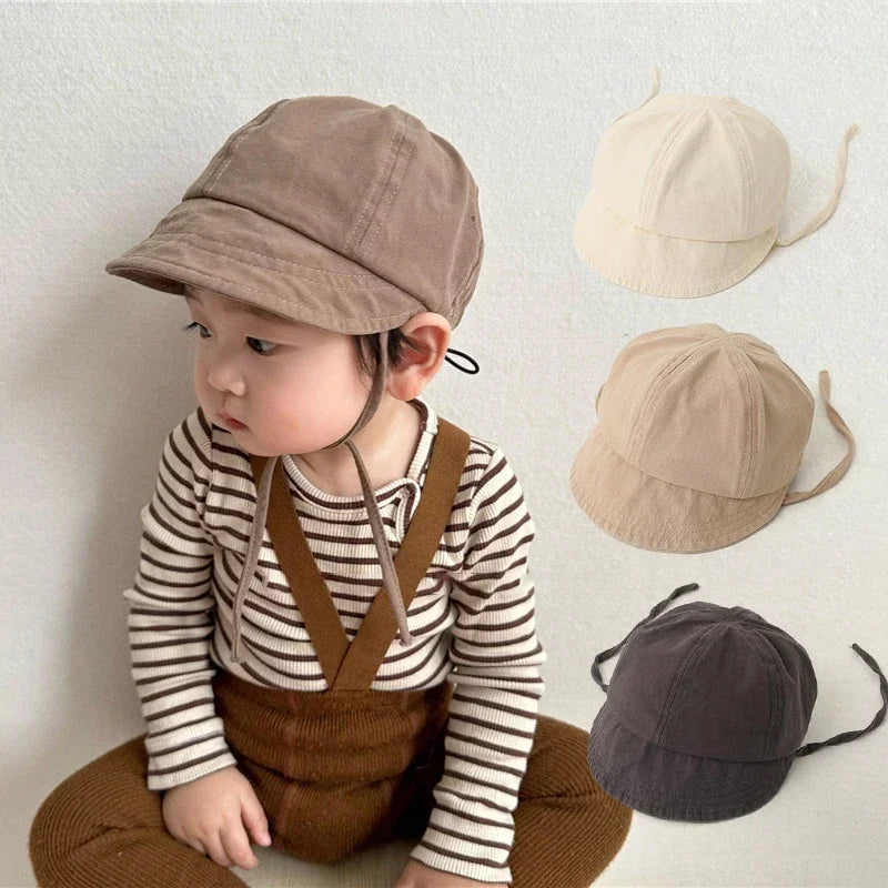 Summer Baby Sun Hat Korean Solid Color Infant Baseball Cap Outdoor Adjustable Drawstring Lace-up panama hat for kids