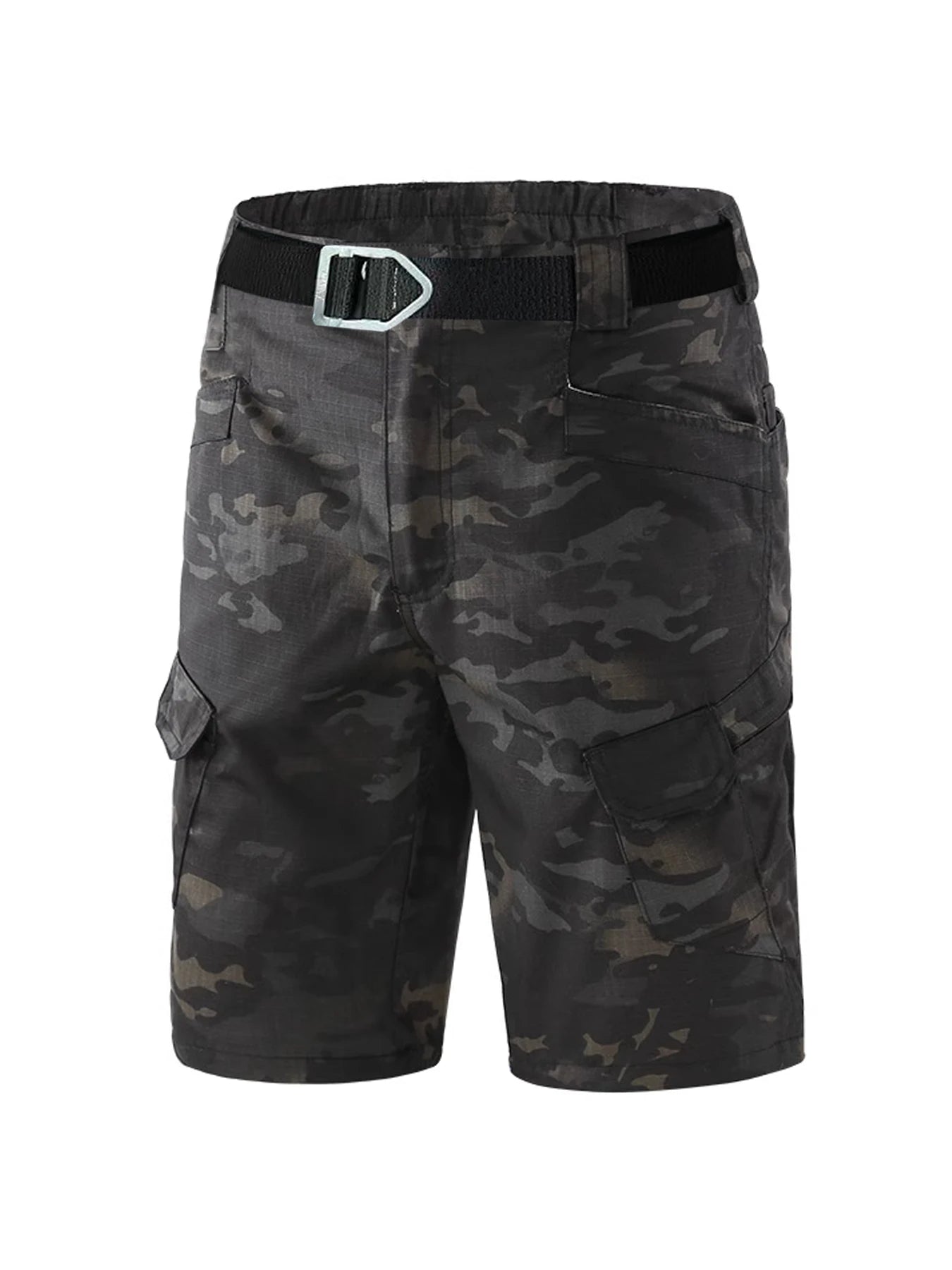Mens Cargo Shorts Summer Tactical Cropped Trousers Outdoor Waterproof Multi-pocket Bermudas Pants Camo Ripstop Hiking