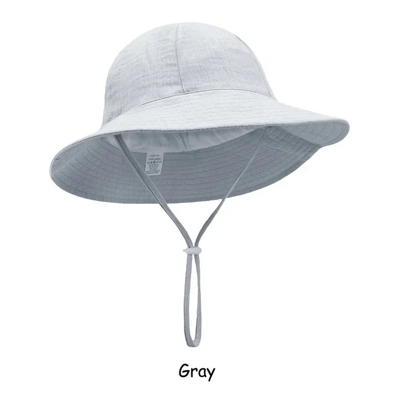 Adjustable Baby Summer Hat Muslin Children Panama Cap for Girls Boys 100% Cotton Kids Bucket Hat Outdoor Beach Infant Cap 1-3Y