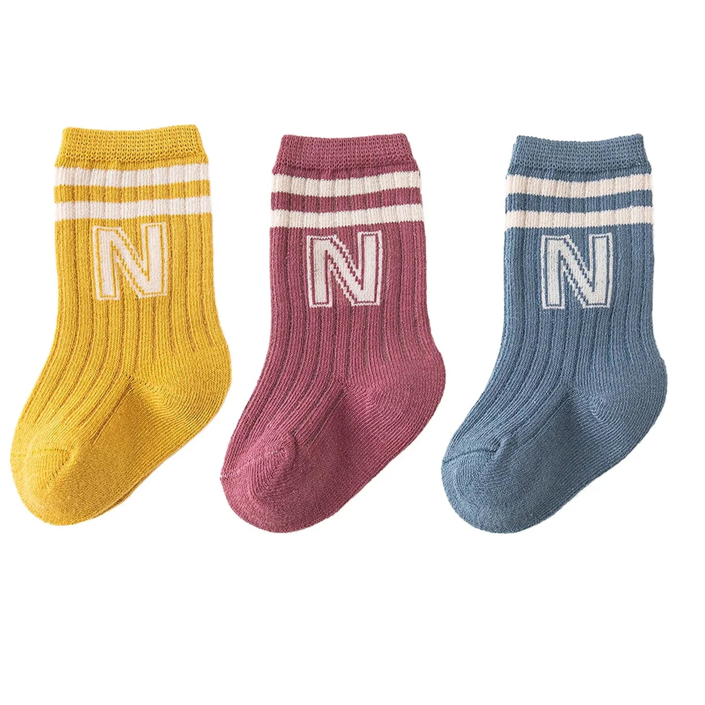 3pairs/lot Infant Boys Striped Socks Cotton Ribbed Stretch Mouthed Babies Boys Short Socks Newborn Toddler Boys Sporty Sock Pack