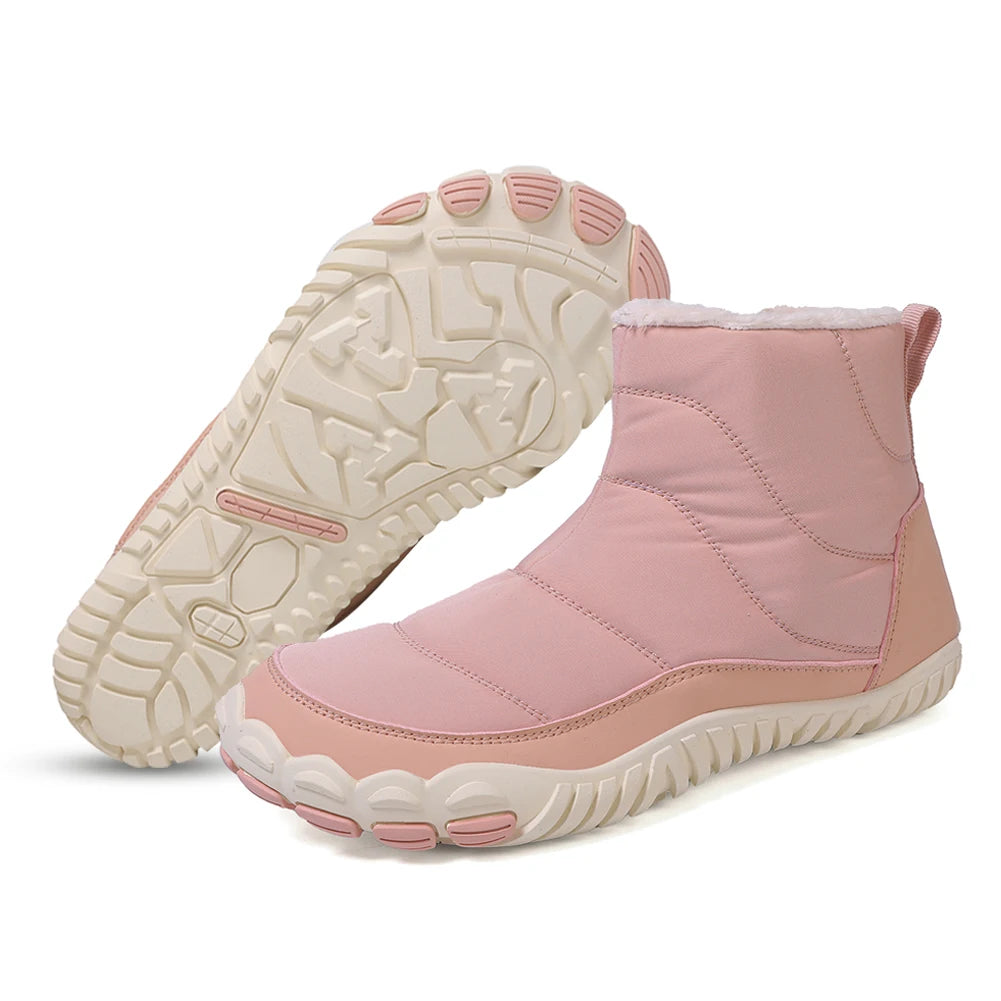 Winter Snow Boots Lightweight Barefoot Shoes Waterproof Casual Ankle Boots Zip Closure Fashion Warm Lined Booties for Men Women