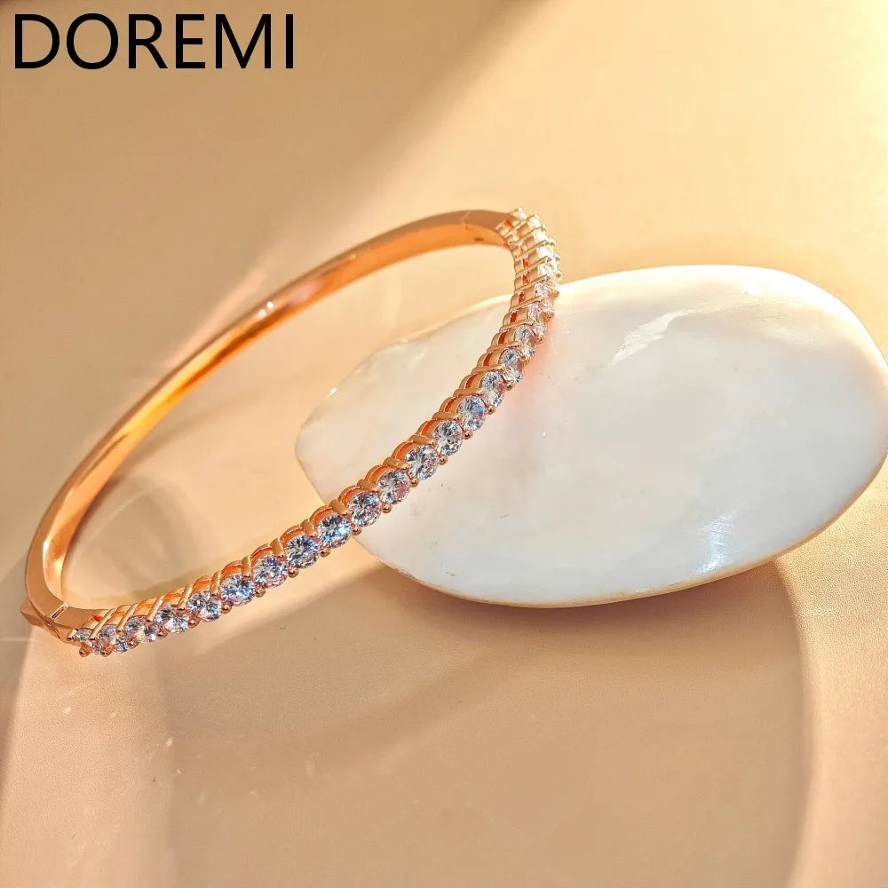 DOREMI Elegant Paved Zircon bangle 5A CZ Stone Dainty Women Bangle Anniversary Gift Jewelry