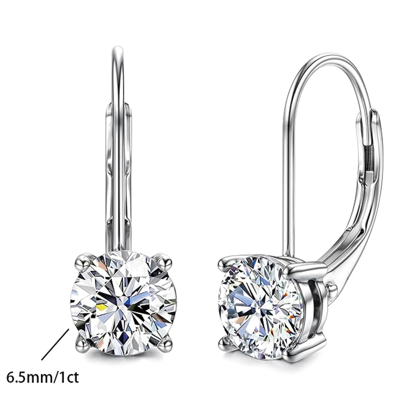 925 Silver, Moissanite Earrings with 0.5ct/1ct Moissanite, Women's Earrings, Pair of 925 Silver Synthetic Moissanite Earrings, W