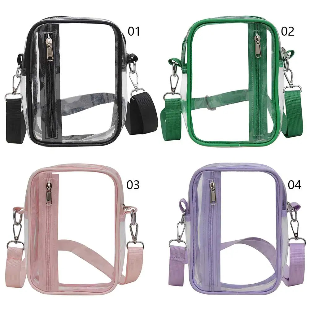 Women Girls Messenger Bag with Adjustable Shoulder Strap Clear Crossbody Purse Transparent Shoulder Bag for Work Concert Sports