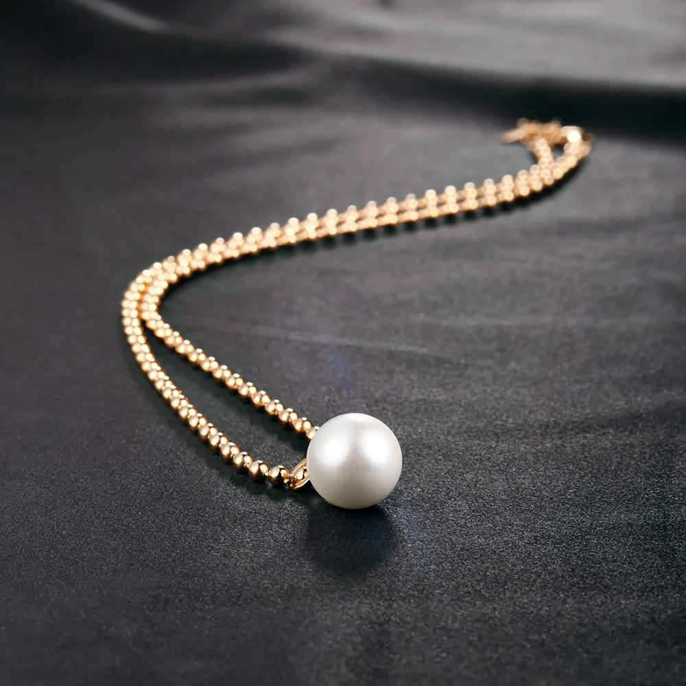 18K Gold Plated S925 sterling silver Elegant Charm Freshwater Pearl Pendant Necklace For Women Anti Allergic Jewelry USA Shiped
