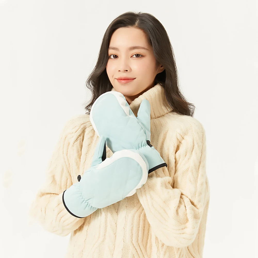 【New】US Stock OhSunny Warm Knitted Beanies Winter Hats Cycling Gloves Ski Mitten Bonnet Cashmere Cap for Women Girls Hat Glove