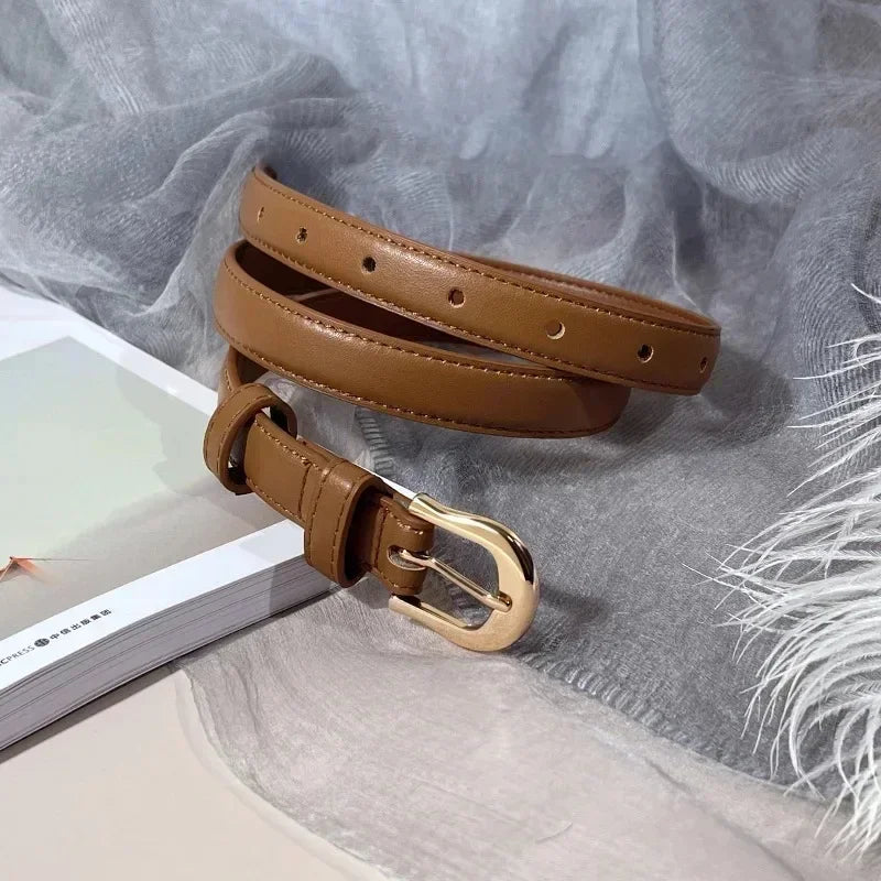 Belt Summer Brown Belt with Fine Matching Western Pants Simple and Versatile Belt 2024 New Fashion Decoration Belts for Women