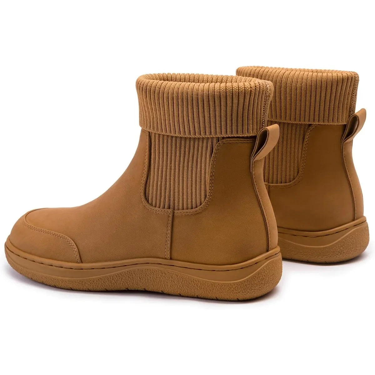 Women's Chelsea Ankle Boots Comfortable Winter Short Leather Boots Fashion Slip On Elastic Sock Booties Wide Width