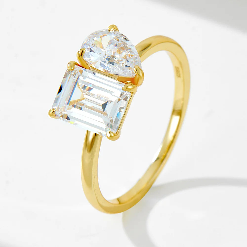 925 silver ring with 5 carats of full moissanite, fashionable and suitable for Western holidays, perfect as a gift