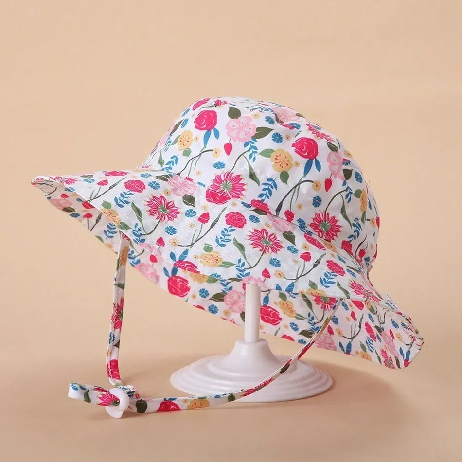 Children Hat Toddler Boys Girls Summer Cartoon Panama Sun Hat Baby Beach Fisherman Bucket Hat Kids Ear Cover Caps 0-8 Years