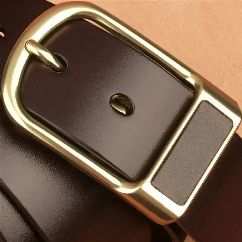 Genuine Leather For Men's High Quality Buckle Jeans Cowskin Casual Belts Business Cowboy Waistband Male Fashion Designer 2024New