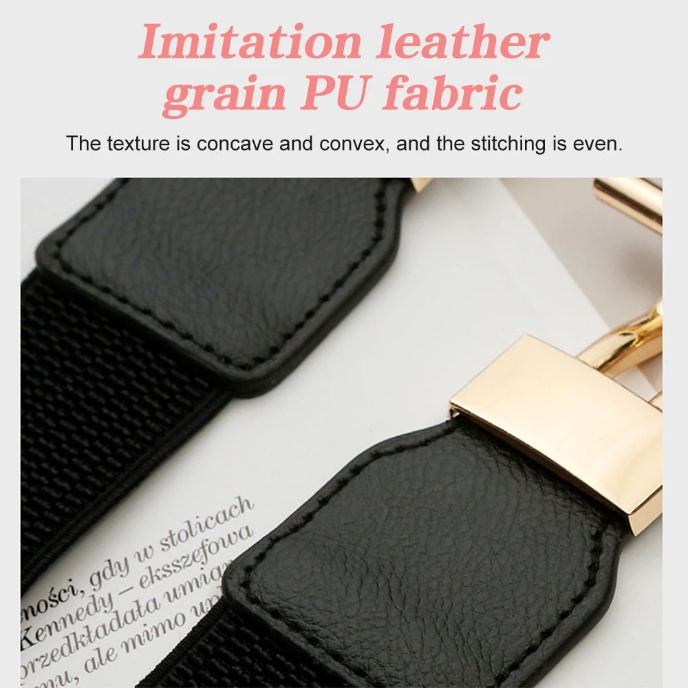 3 Pieces Women Waistbands Fashionable Elastic Cummerbunds with Metal Buckle Red Black Brown Color