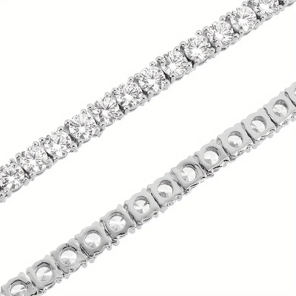 1pc S925 Sterling Silver 6.5mm Moissanite Tennis Bracelet, Unisex, 6.5mm Total Weight:27.89g| Gemstone Jewelry | Gifts for Him |