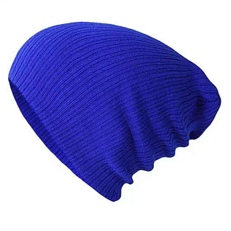 Windproof Stretchable Cotton Pullover Hat Autumn Winter Men Head Cap Warm Knitted Beanie Women Casual Hat For Cycling Walking